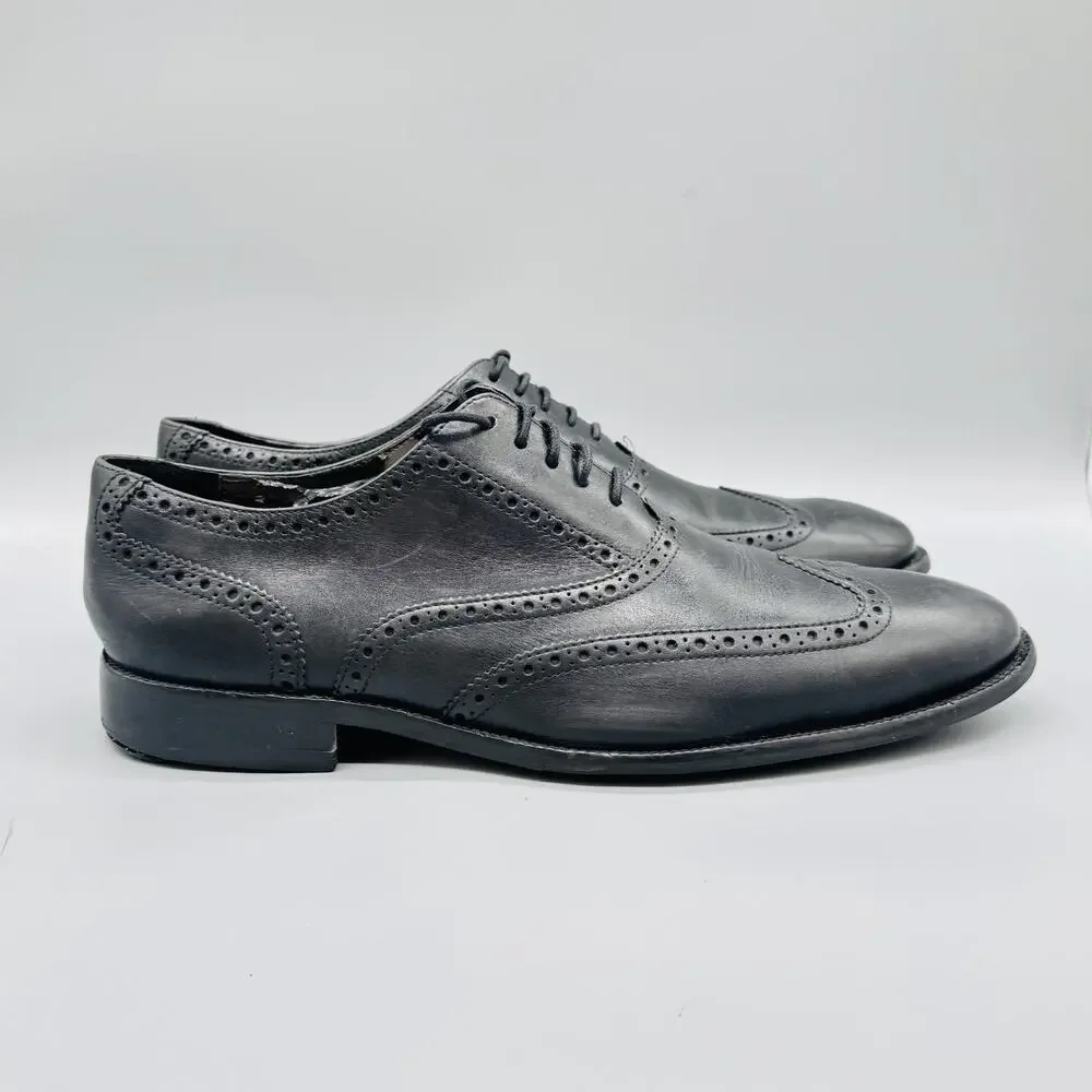 Cole Haan Shoes Mens 11.5 Black Leather Wingtip Oxford Dress Brogue Classic
